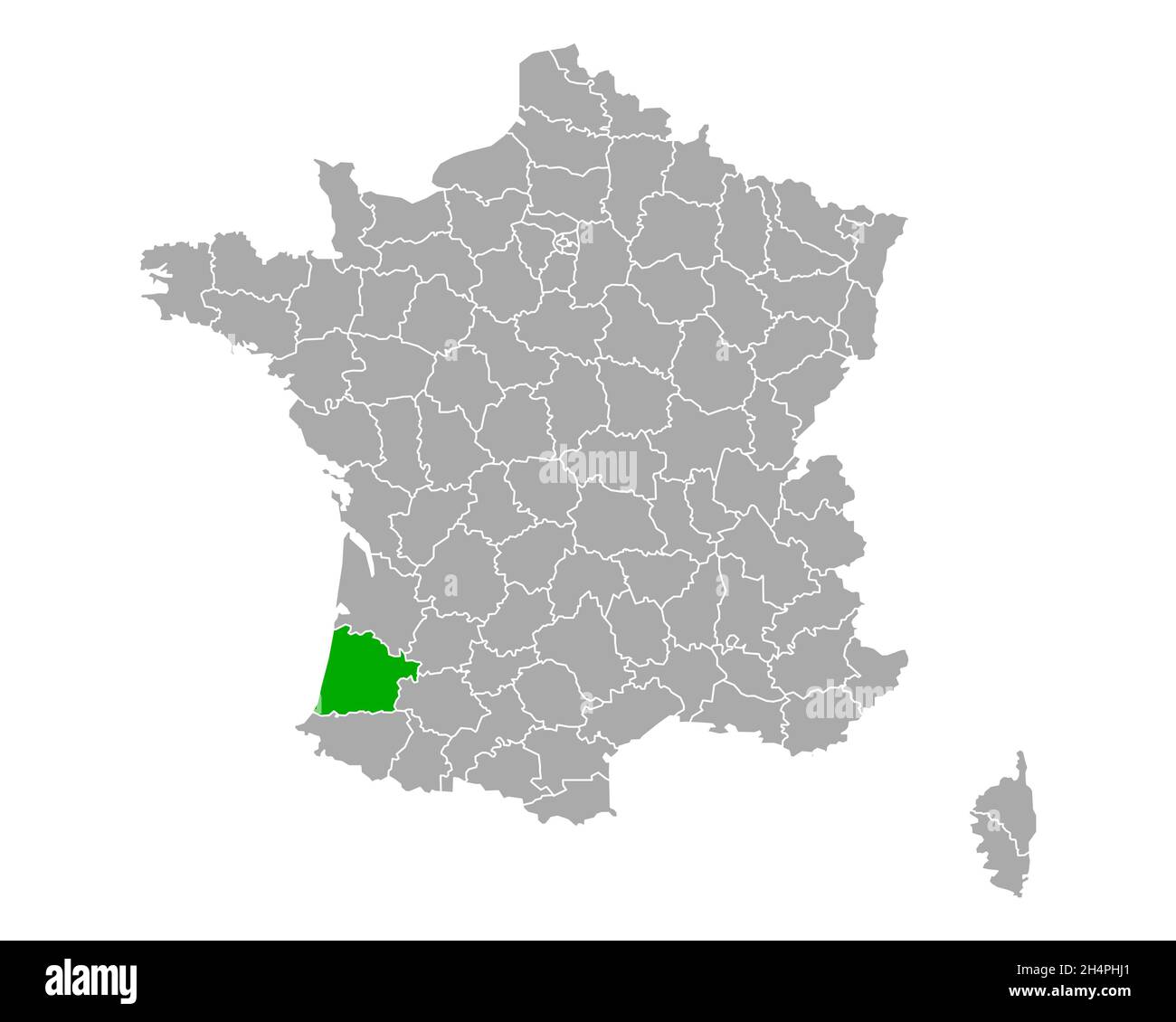 Karte von Landes in Frankreich Stockfoto