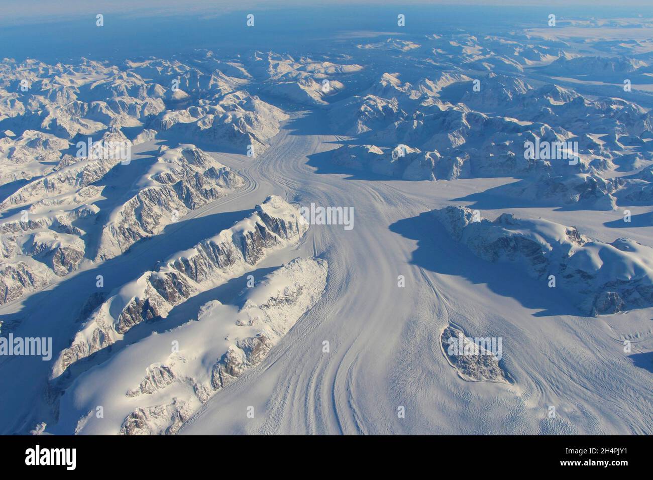 GRÖNLAND - 13. Oktober 2015 - der Heimdal-Gletscher im Süden Grönlands während der Nordkampagne der NASA-Operation IceBridge. Der Eisverlust in Anta Stockfoto