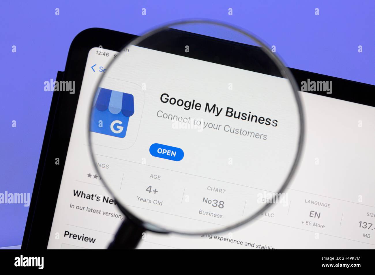 Ostersund, Schweden - 19. Juni 2021 Nahaufnahme der Google My Business App. Google My Business ist ein kostenloses und benutzerfreundliches Tool für Unternehmen, Marken und Künstler Stockfoto