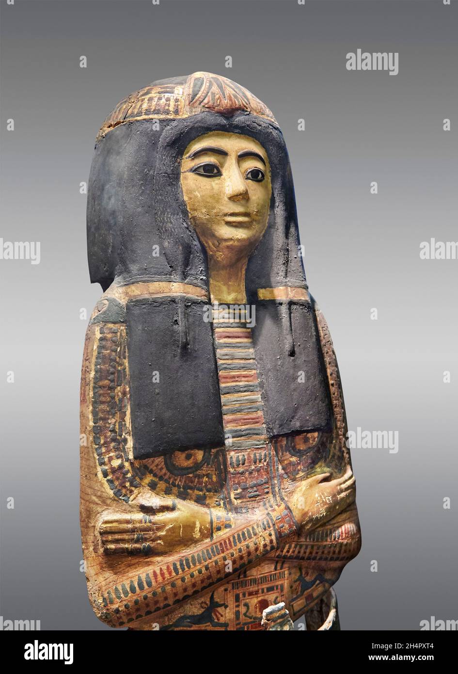 Antiker ägyptischer SarkophagSargdeckel mit Innenbemalung von