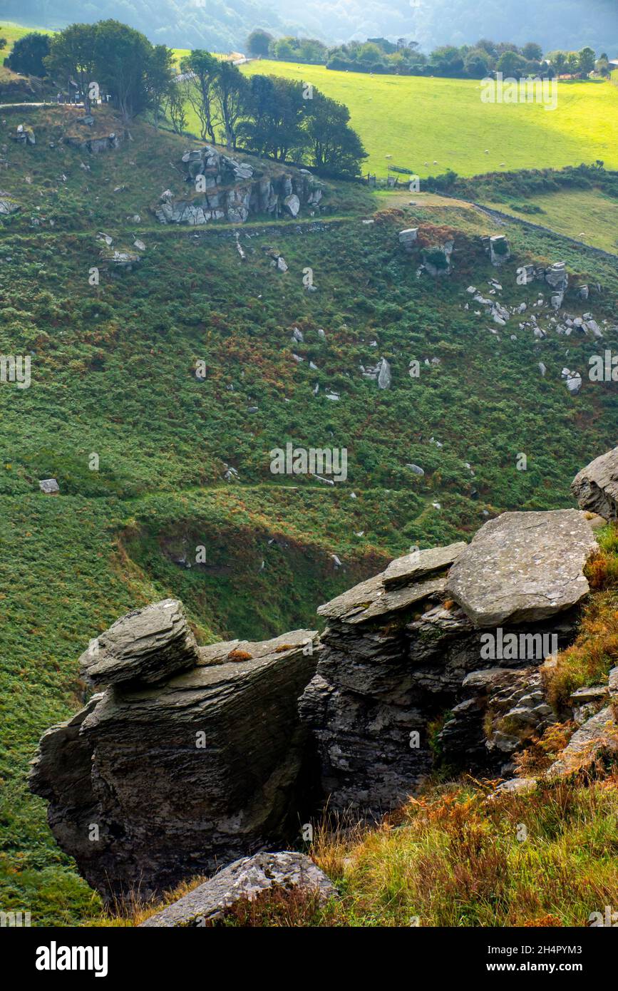 Blick nach Westen vom Gipfel des Valley of Rocks in der Nähe von Lynmouth im Exmoor National Park North Devon England Stockfoto
