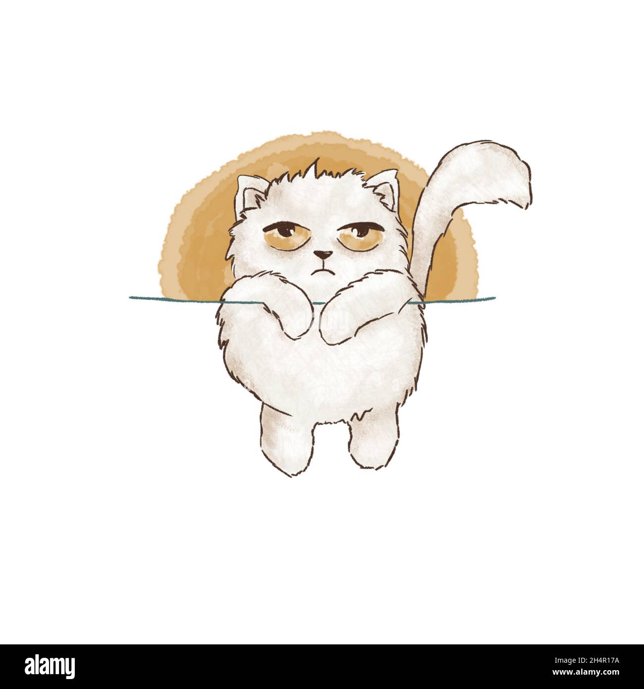 Niedliche Katze Illustration. Traurige Katze Stockfoto