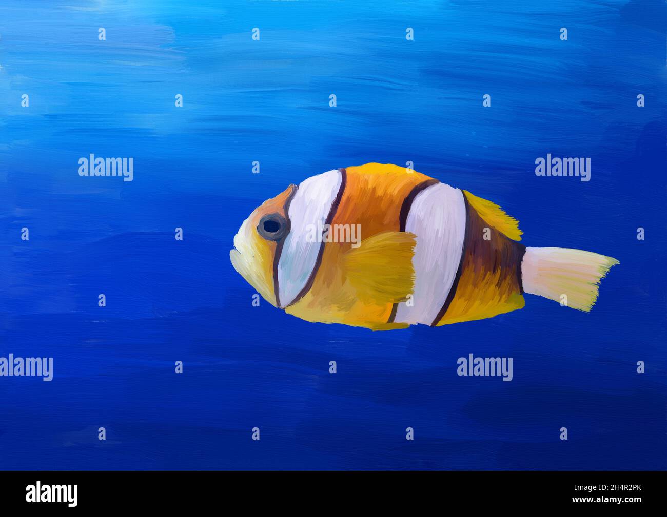 Clownfische unter Wasser. Digitale Ölmalerei. Stockfoto