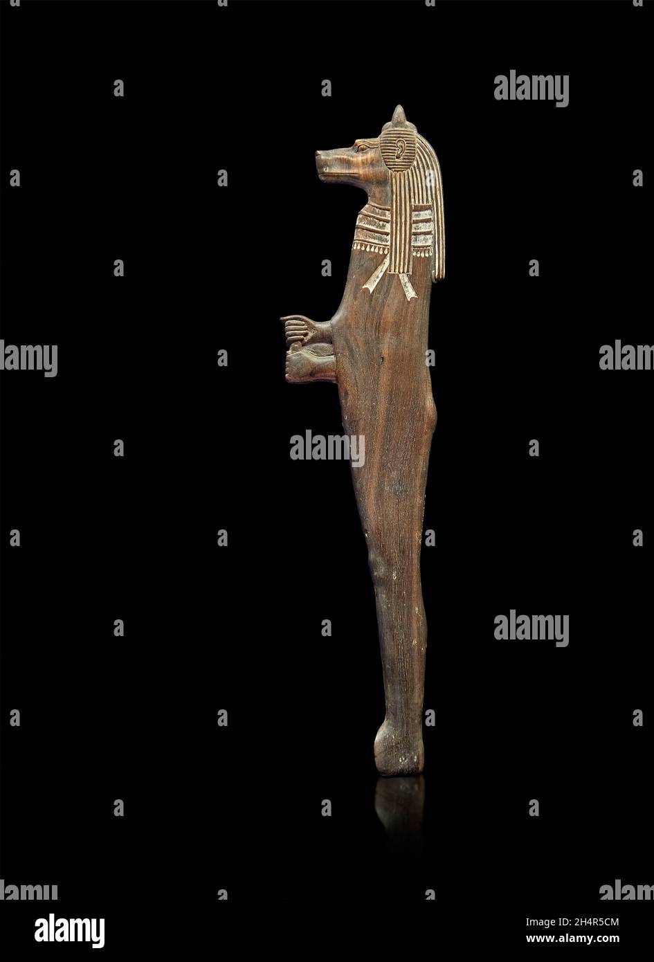 Ägyptische Holzschnitzereien des gottes Hapi aus einem Sarkophag der 'Sohn des Horus', 945-715, 22 Dynastie, Holz . Louvre Museum N 4060 D. Schnitrelief mit eingehauen Stockfoto