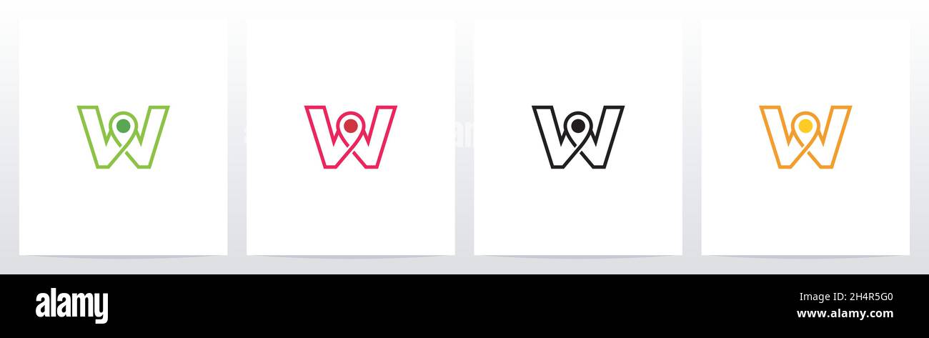 Kartenzeiger auf Buchstabe Logo Design W Stock Vektor