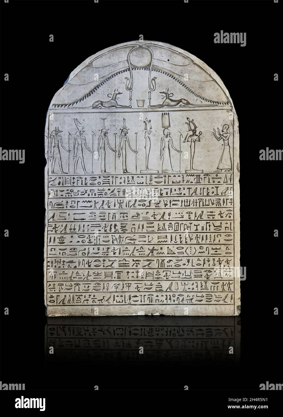Alte ägyptische Stele des Musikers von Tefnout, Meretitef, 4. Jh. v. Chr., Kalkstein. Louvre Museum Stockfoto
