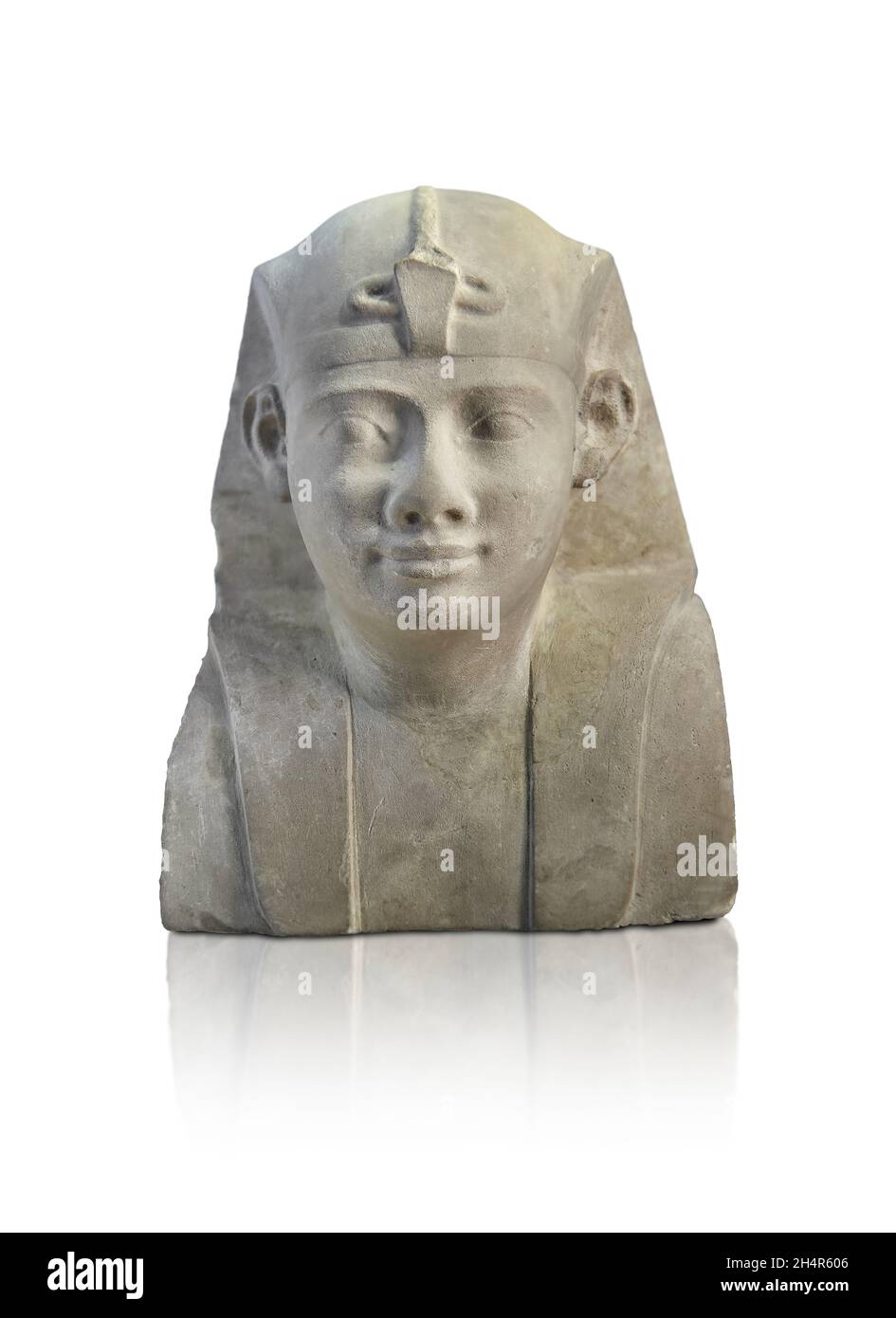 Alte ägyptische Büste eines Königs, 399-200 v. Chr. Louvre Museum E 11242. Dies ist ein unvollendetes Skulpturmodell . Höhe: 15.2 cm; Breite: 12.2 cm, Sullu r Stockfoto