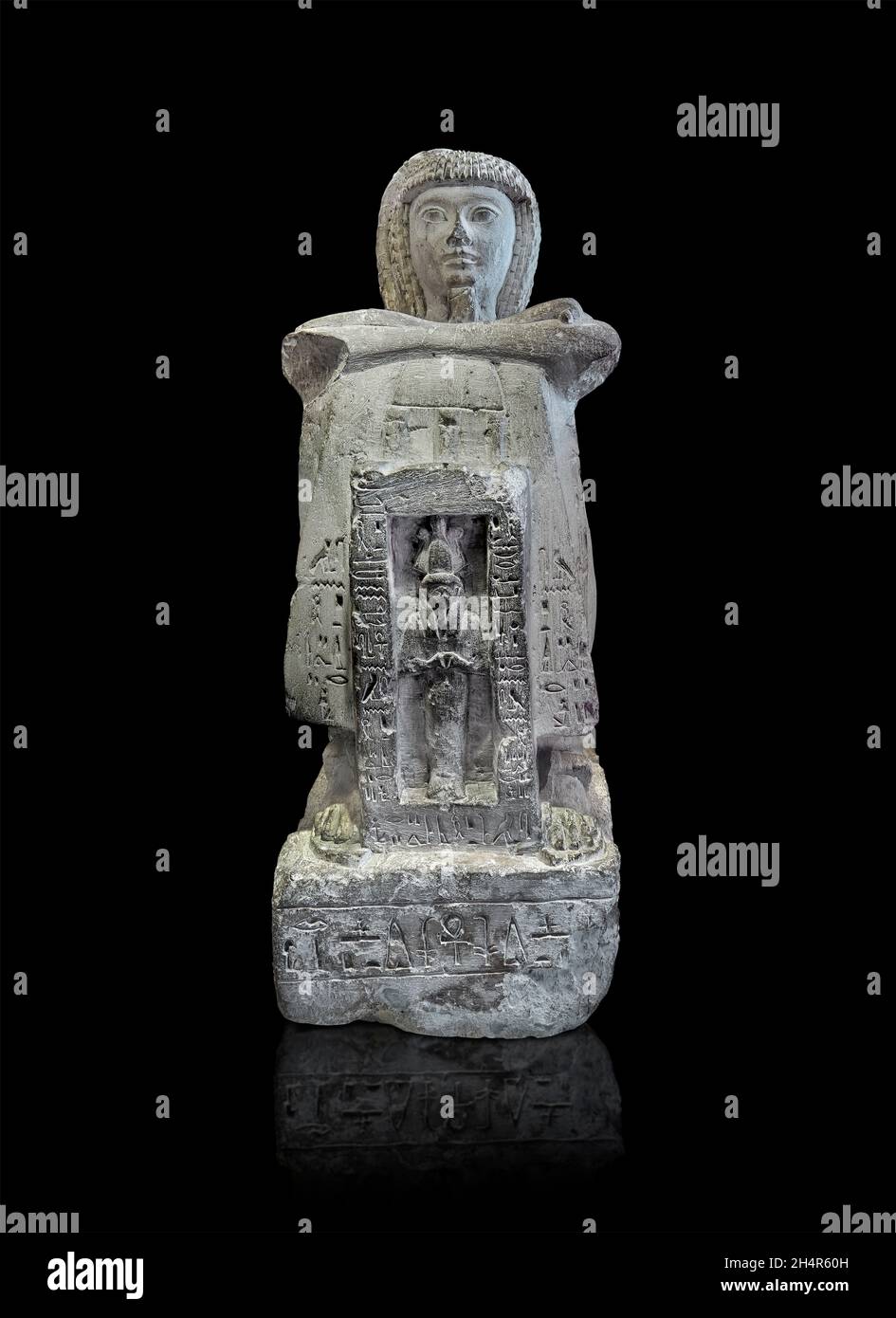 Ägyptische Statue Skulptur von Tyri Großpriester des gottes Ptah, 1200-1194 v. Chr., 19. Dynastie, Kalkstein Louvre Museum . In der Kapelle vor Tyri i. Stockfoto