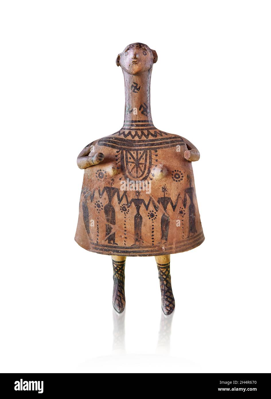 Geometrische griechische Terrakotta-Figur, bekannt als Glocke Idol, hergestellt in Béotie Griechenland, um 700 v. Chr., Theben, Ton. Louvre Museum Inv CA 263. Der Ton “Bell Stockfoto
