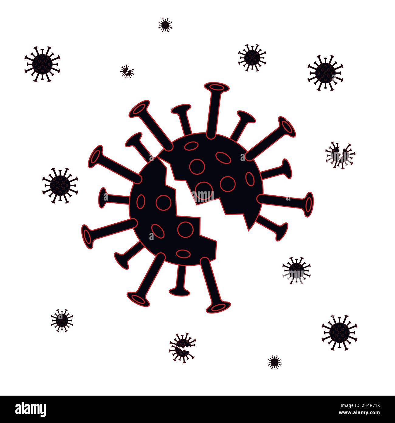 Schematische Darstellung des Coronavirus COVID-19. Zerstören. Skizze. Stock Vektor