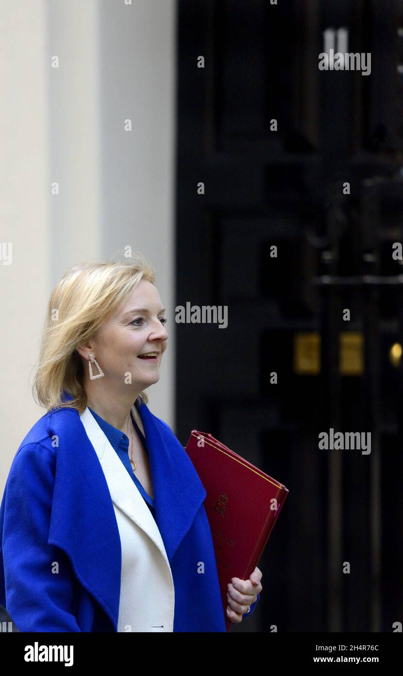 Liz Truss MP (Con: South West Norfolk) - Ministerin für auswärtige Angelegenheiten, Commonwealth- und Entwicklungsfragen des Vereinigten Königreichs (Außenministerin Stockfoto