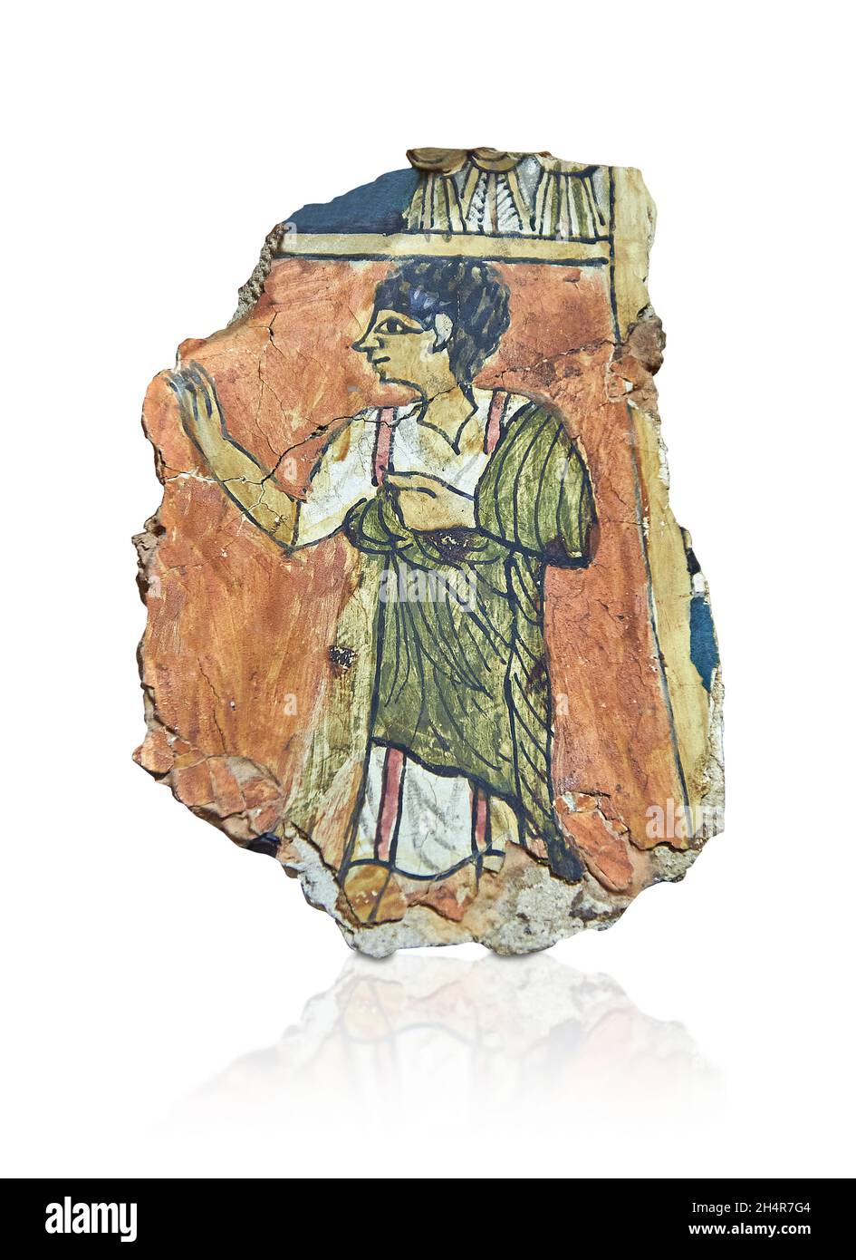 Römisch-ägyptischer Mann in einer Tunika aus einem Mamas Blutbad, 100-299 n. Chr. Louvre Museum E25384. Im römischen Ohr in Ägypten wurde drapierte Kleidung schließlich rep Stockfoto