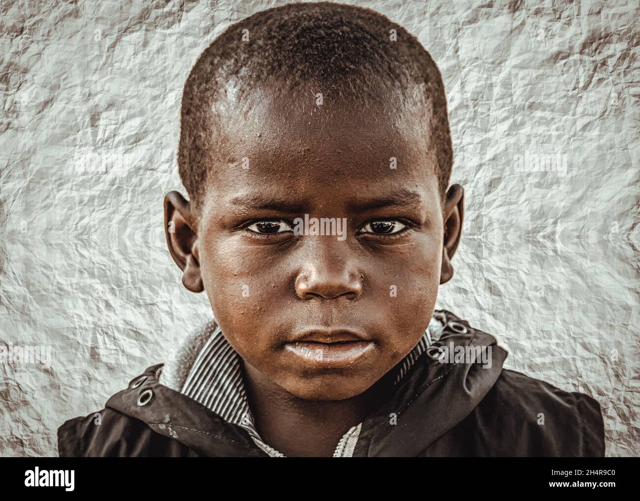 Schönes Porträt von lächelnden und lachenden schwarzen afrikanischen Kindern Stockfoto