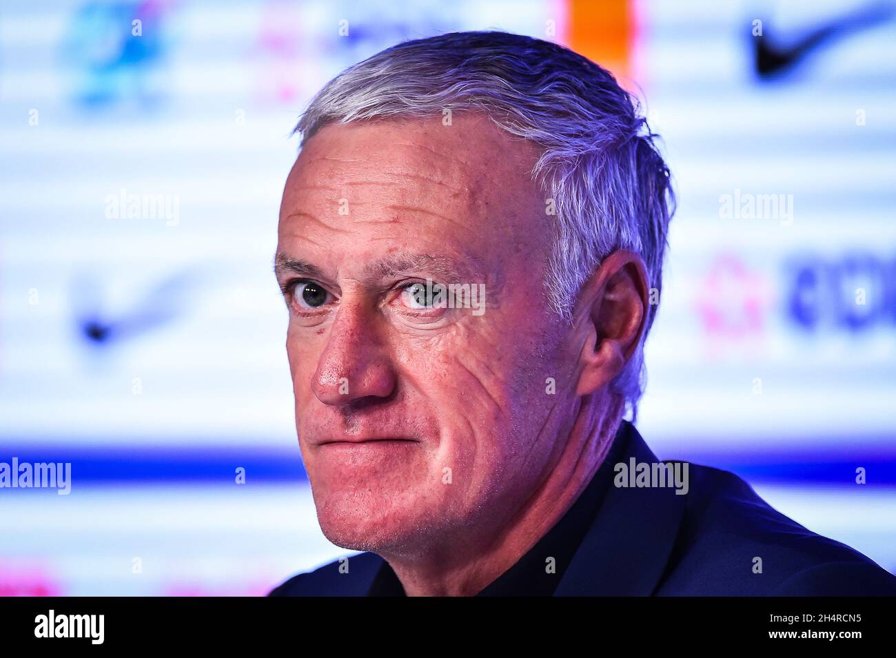 Paris, Frankreich, Frankreich. November 2021. Didier DESCHAMPS während der Bekanntgabe der Liste der ausgewählten Spieler für die WM 2022-Qualifikation am 13. Und 16. November 2021 beim französischen Fußballverband am 04. November 2021 in Paris, Frankreich. (Bild: © Matthieu Mirville/ZUMA Press Wire) Stockfoto