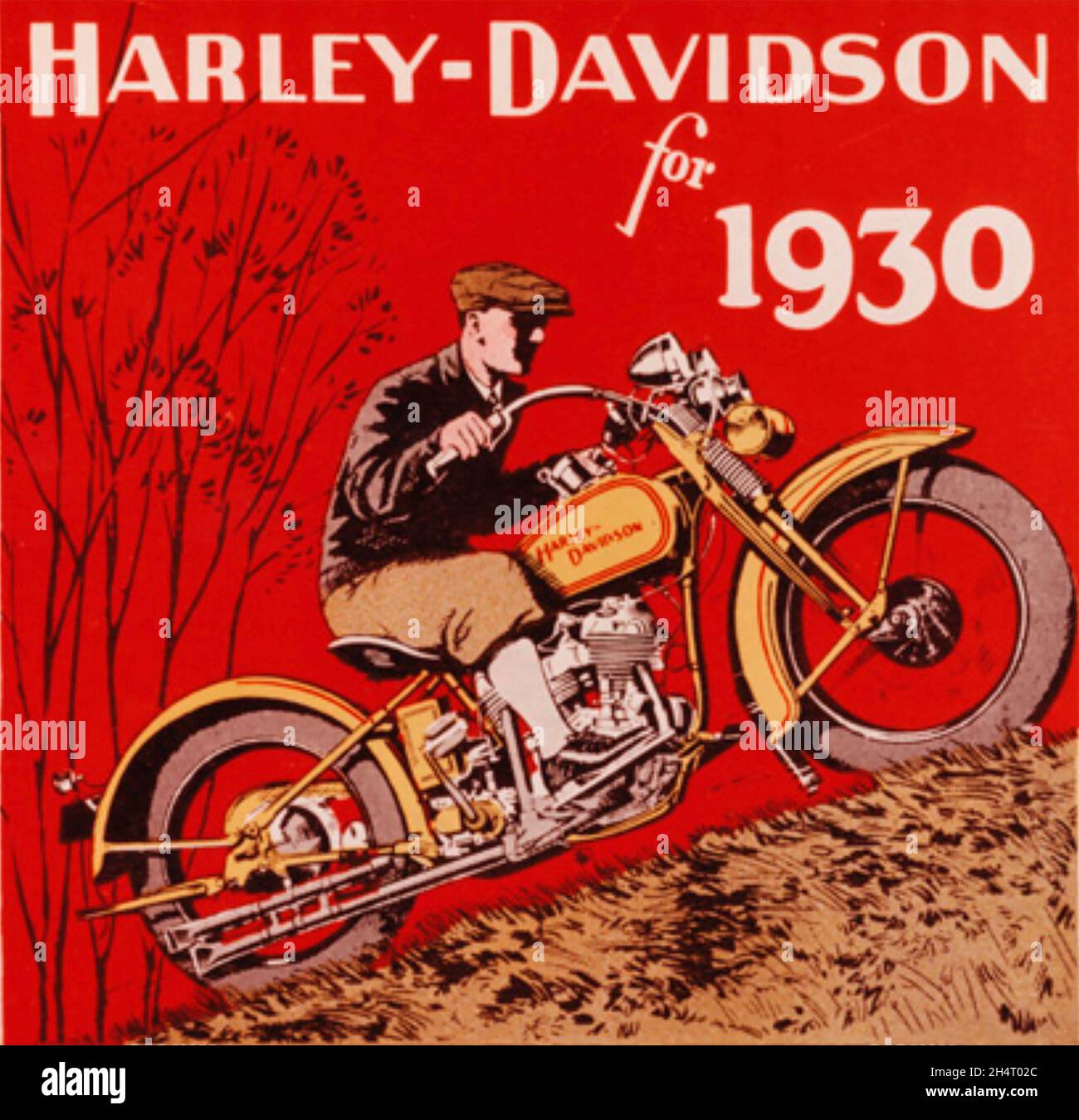 HARLEY-DAVIDSON amerikanischer Motorradhersteller. Ein Poster von 1930.; Stockfoto