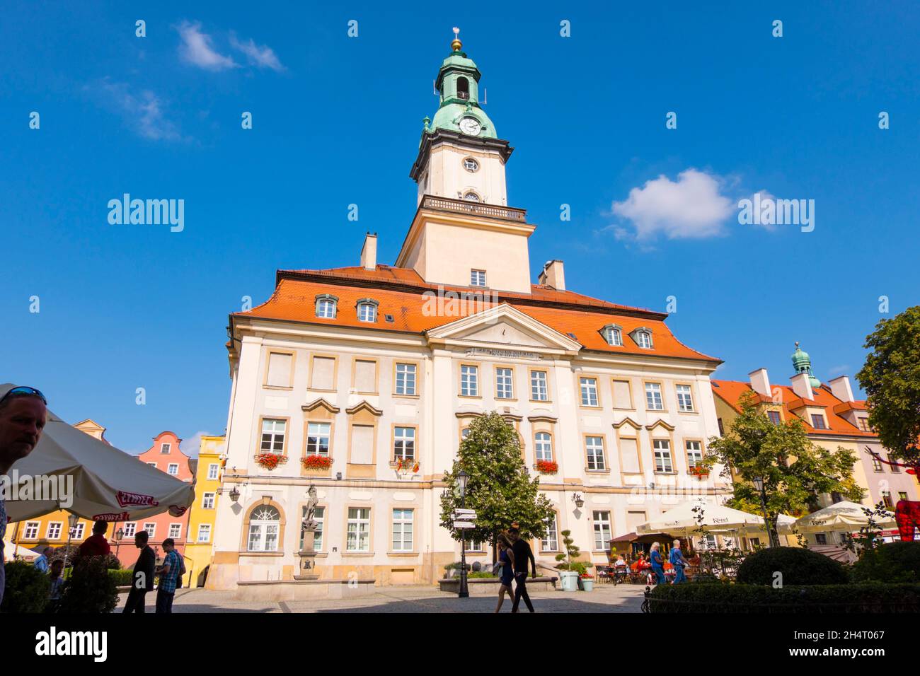 Ratusz W Jeleniej Górze, Rathaus von Jelenia Gora, Rynek Jeleniogórski, Hauptplatz, Jelenia Gora, Polen Stockfoto