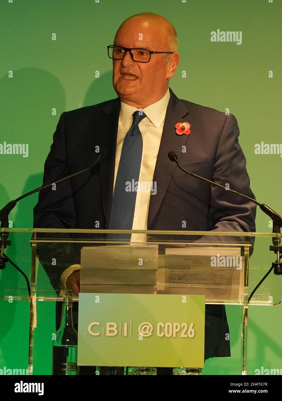 Jon Stanton, Chief Executive, Weir Group Plc, sprach beim CBI COP26 International Business Dinner während des Cop26-Gipfels in Glasgow. Bilddatum: Donnerstag, 4. November 2021. Stockfoto