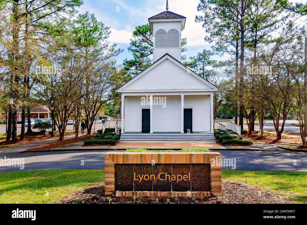 Die Lyon Hall ist an der University of Mobile, 3. November 2021, in Mobile, Alabama, abgebildet. Die Kapelle wurde 1883 erbaut. Stockfoto