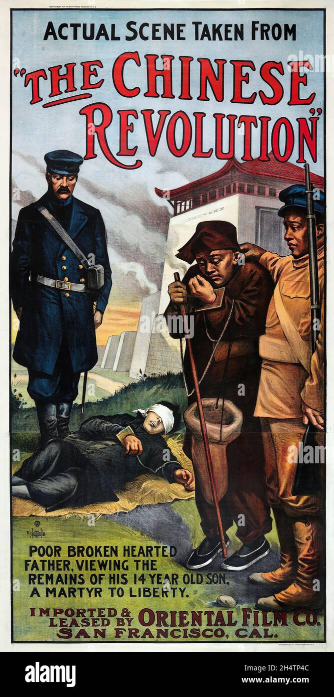 Vintage Filmplakat - die chinesische Revolution (Oriental Film Company, 1912). Stockfoto