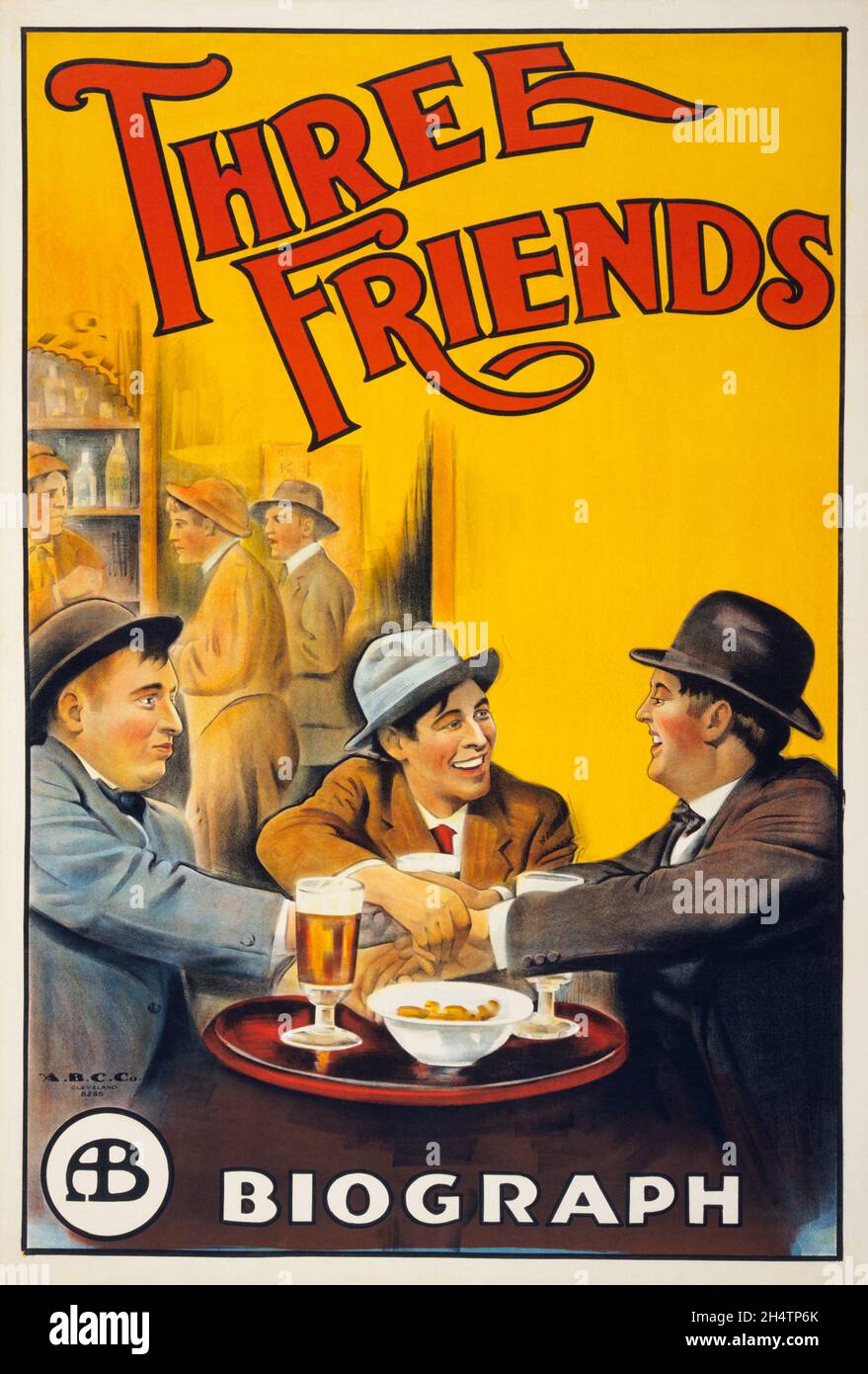 Vintage Movie Poster - Three Friends ist ein amerikanischer Kurzfilm aus dem Jahre 1913 unter der Regie von D. W. Griffith. Stockfoto