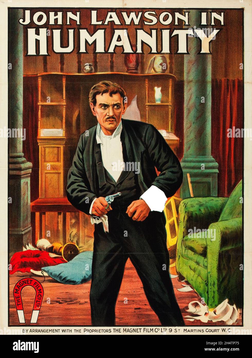 Vintage-Filmplakat für den amerikanischen Film Humanity; oder nur ein Jude (1913) mit John Lawson. Stockfoto