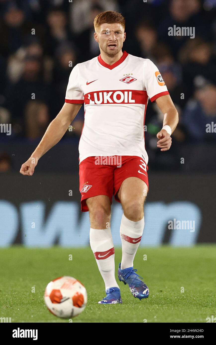 Leicester, England, 4. November 2021. Maximiliano Caufriez von Spartak Moskau während des Spiels der UEFA Europa League im King Power Stadium, Leicester. Bildnachweis sollte lauten: Darren Staples / Sportimage Stockfoto