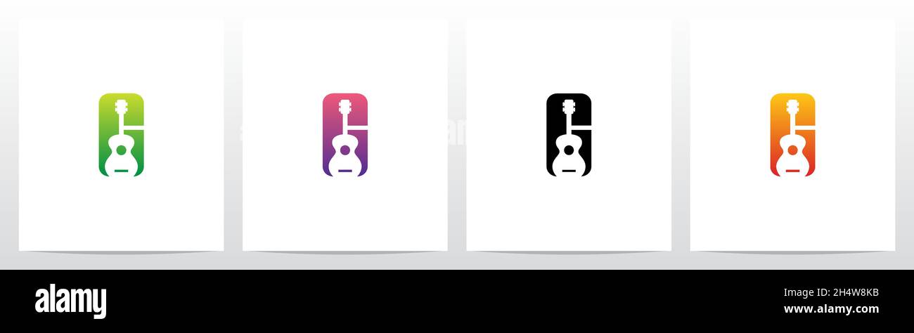 Gitarre auf Brief Logo Design G Stock Vektor