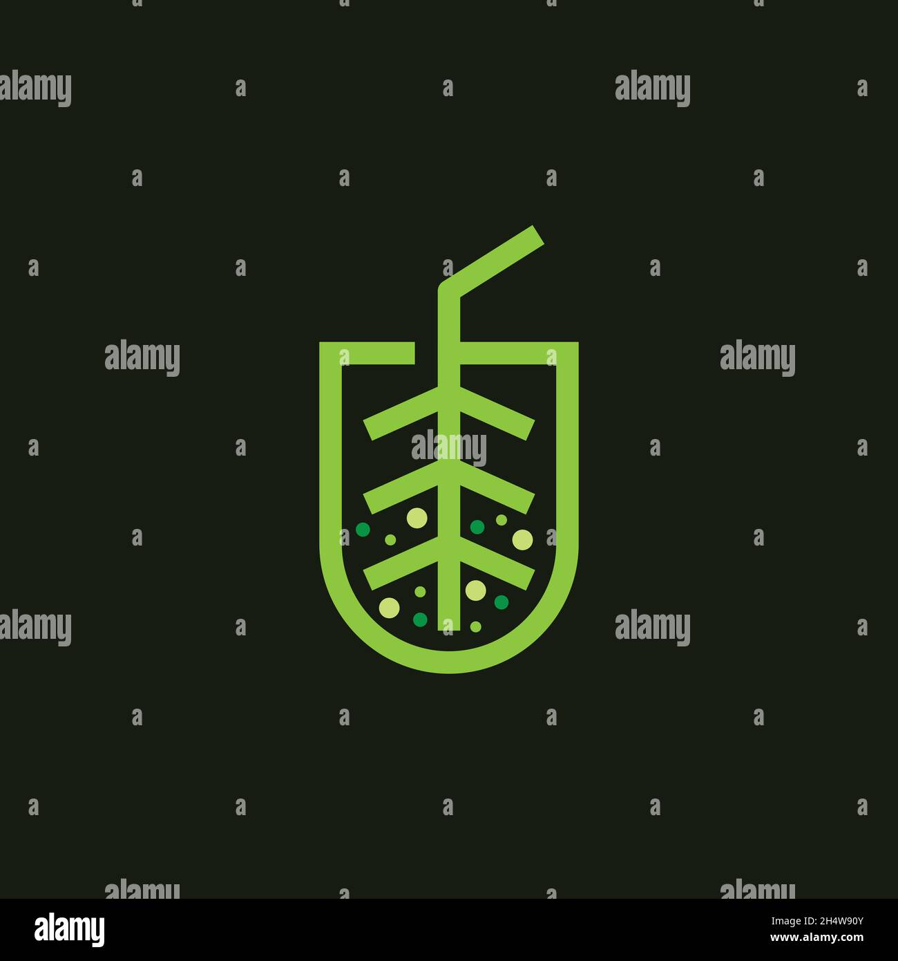 vektor-Design. Kombinationslogo von Teeblatt mit Drink-Logo. Essen und Trinken. Stock Vektor