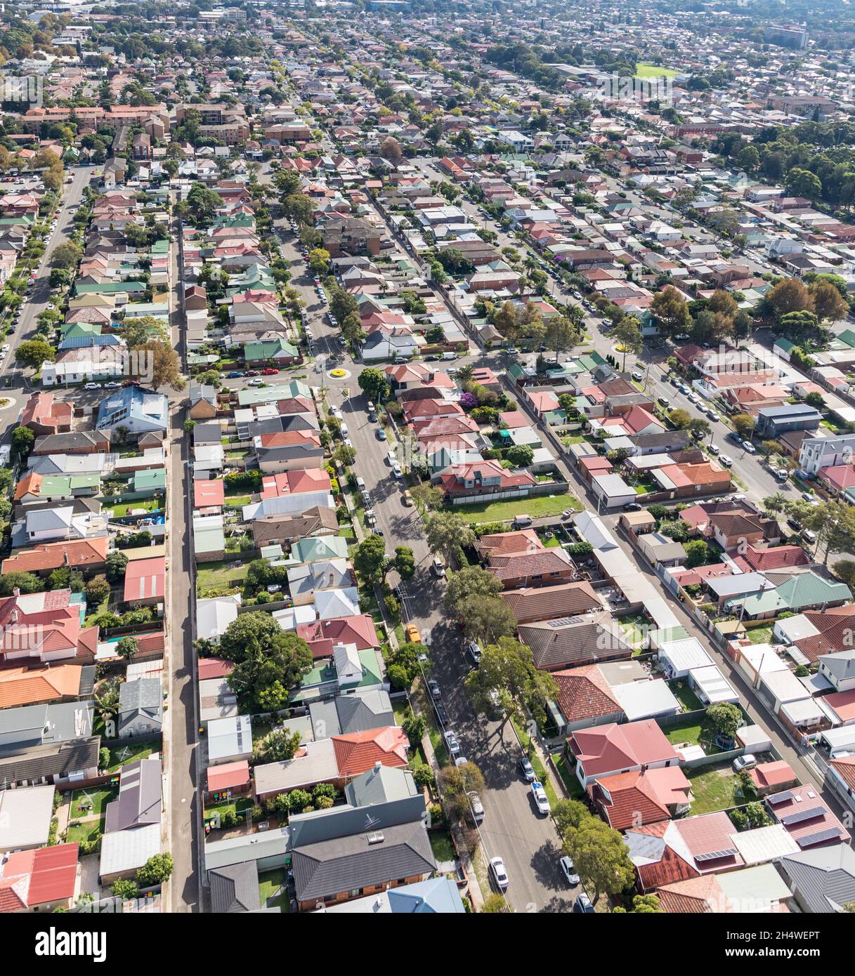Luftaufnahme des Wohngebiets in Sydneys östlichen Vororten - Sydney Australien Stockfoto