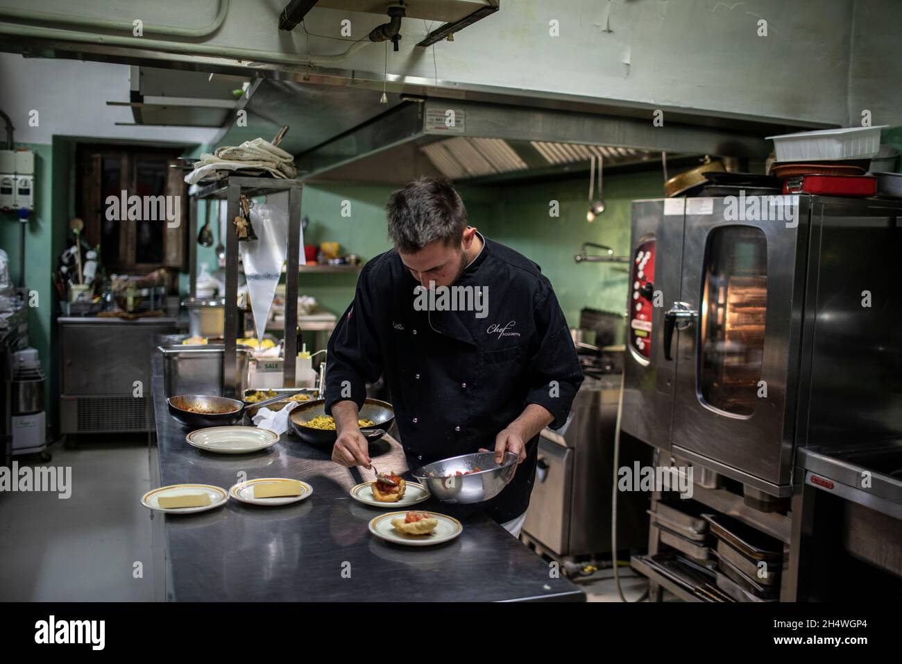 Küchenchef in den Abruzzen, Italien Stockfoto