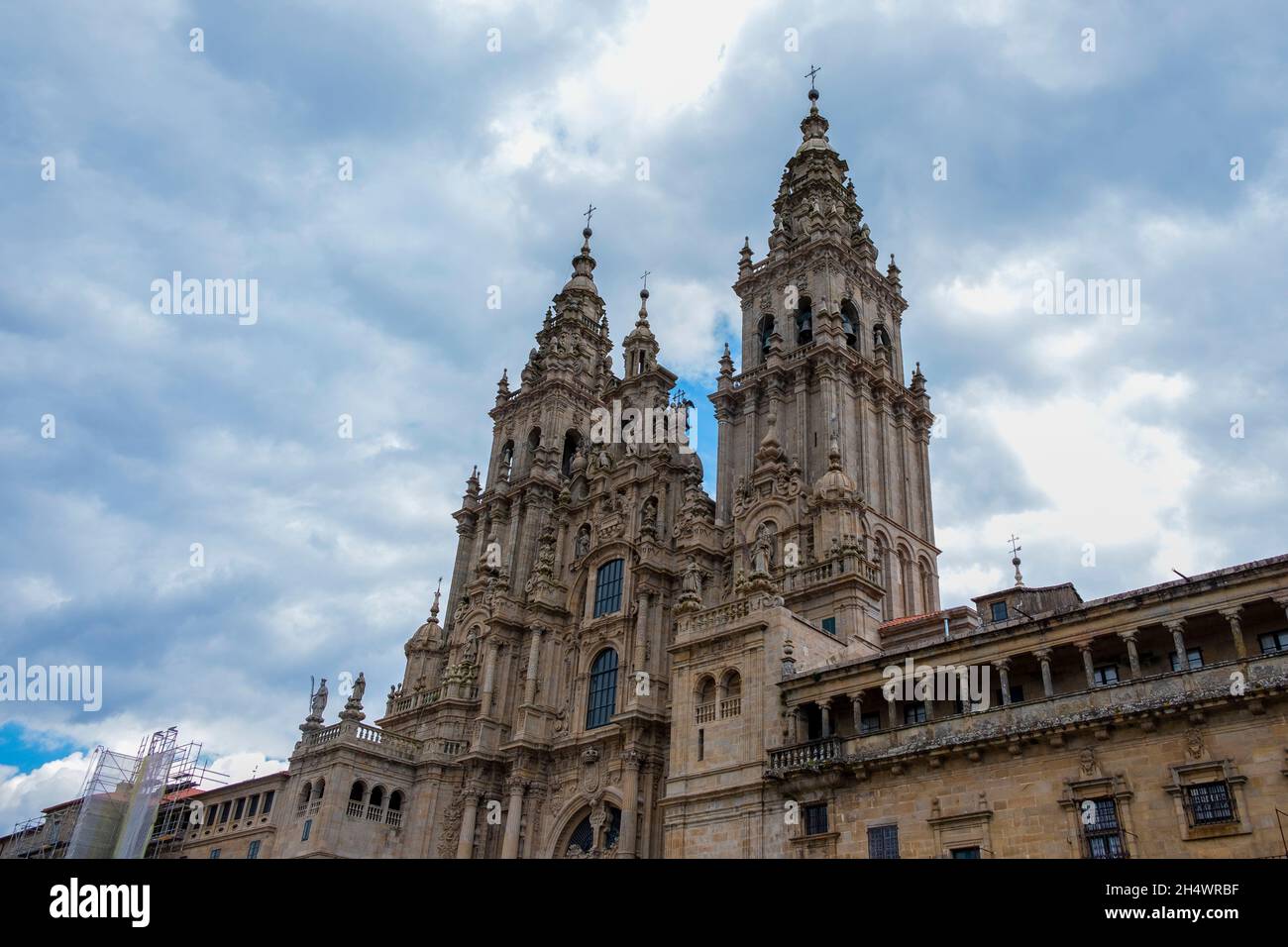 façade des Obradoiro, Kathedrale von Santiago de Compostela Stockfoto