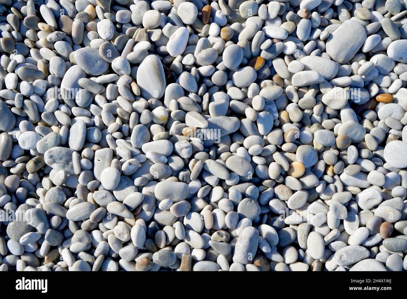 Strukturierte weiße Kieselsteine am Strand strukturierte weiße Kieselsteine am Strand Stockfoto