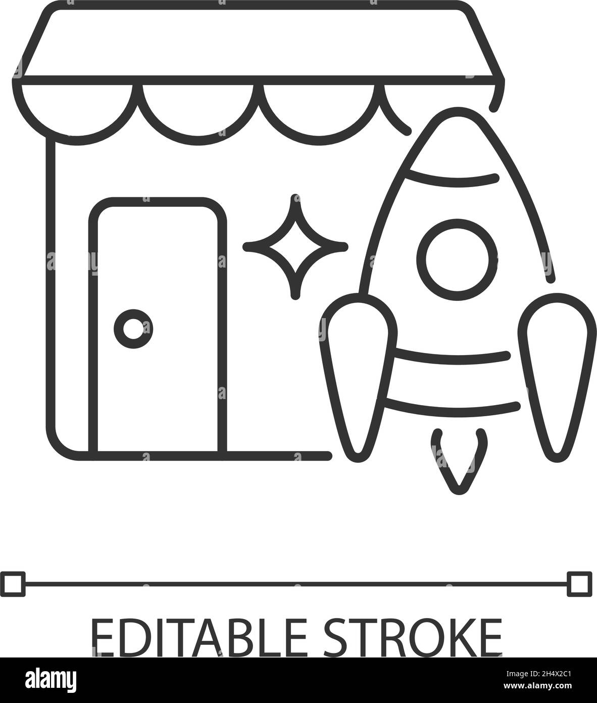 Lineares Symbol für die schnelle Markteinführung von Kleinunternehmen Stock Vektor