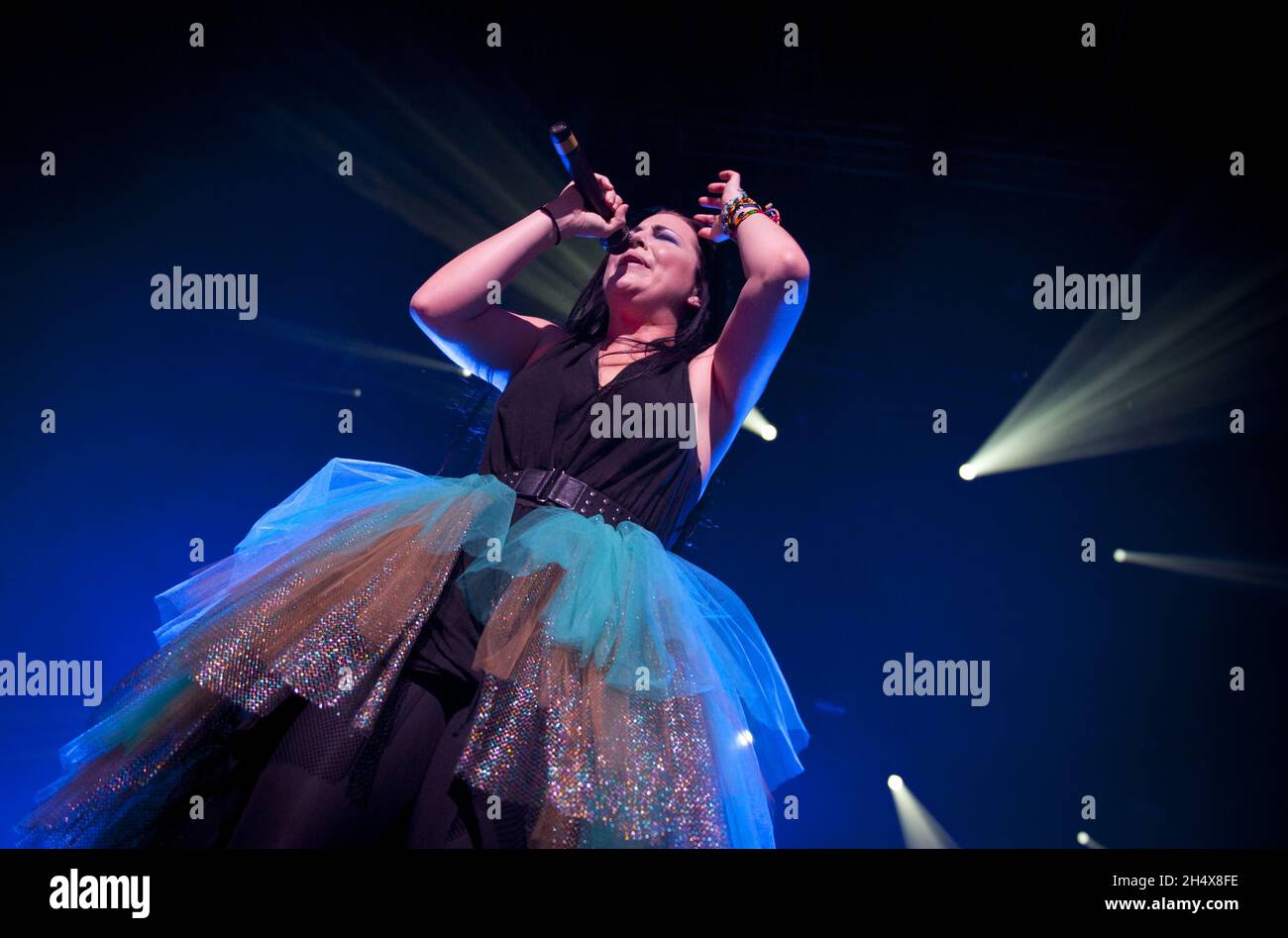 Amy Lee von Evanescence live im Konzert im NIA in Birmingham. Stockfoto