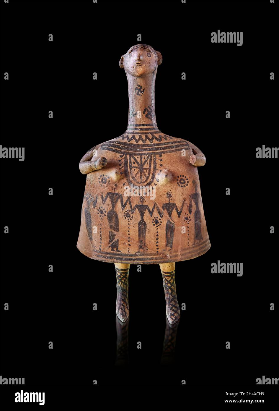Geometrische griechische Terrakotta-Figur, bekannt als Glocke Idol, hergestellt in Béotie Griechenland, um 700 v. Chr., Theben, Ton. Louvre Museum Inv CA 263. Der Ton “Bell Stockfoto