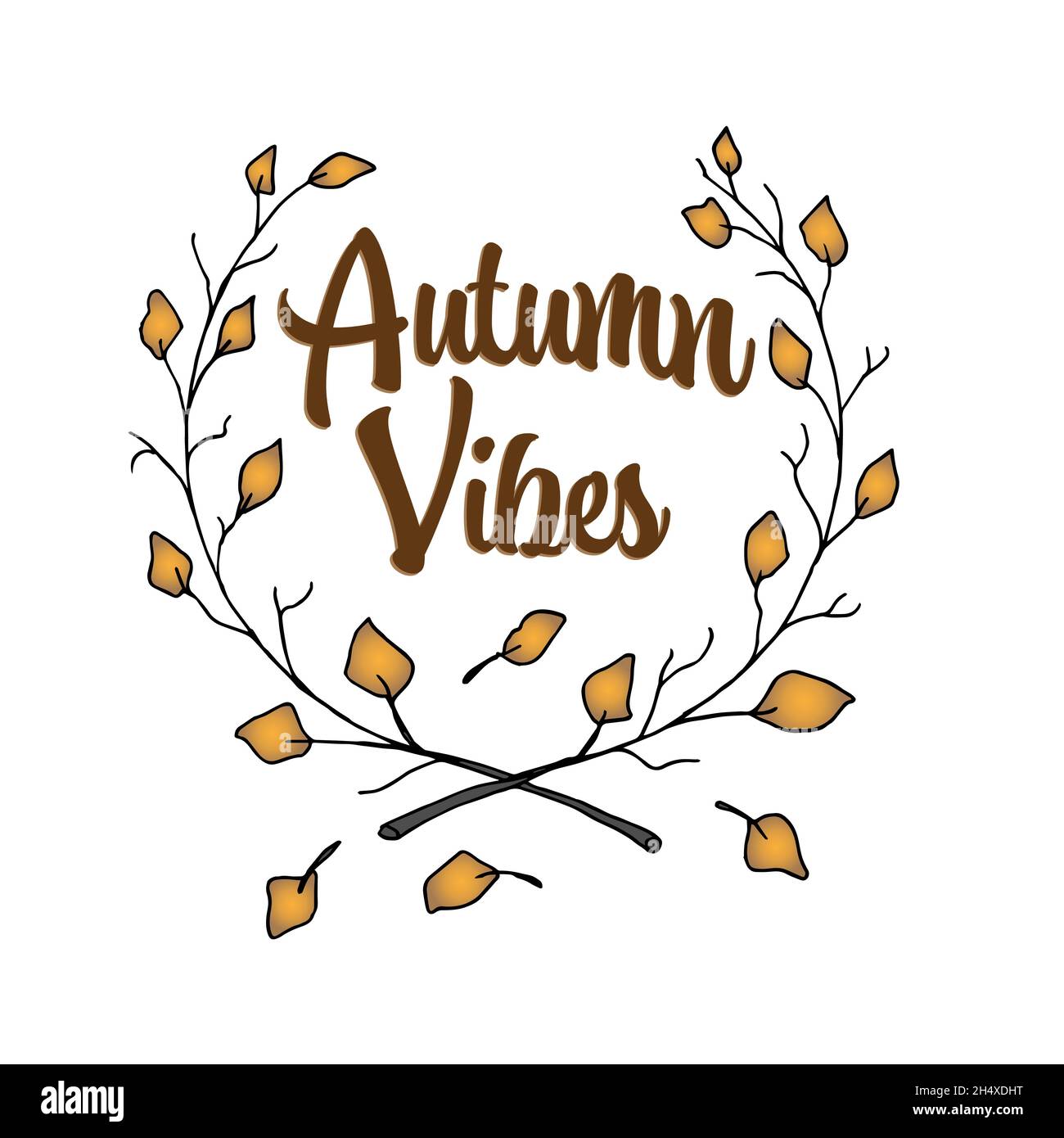 Kranz aus Ästen mit Herbstblättern auf weißem Hintergrund, Herbststimmung Konzept, Vektorgrafik Stock Vektor
