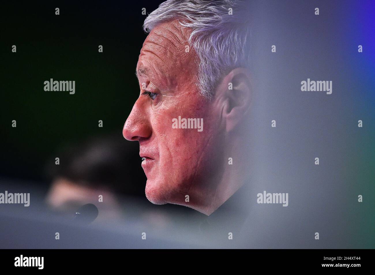 4. November 2021, Paris, Frankreich, Frankreich: Didier DESCHAMPS während der Bekanntgabe der Liste der ausgewählten Spieler für die WM 2022-Qualifikation am 13. Und 16. November 2021 beim französischen Fußballverband am 04. November 2021 in Paris, Frankreich. (Bild: © Matthieu Mirville/ZUMA Press Wire) Stockfoto