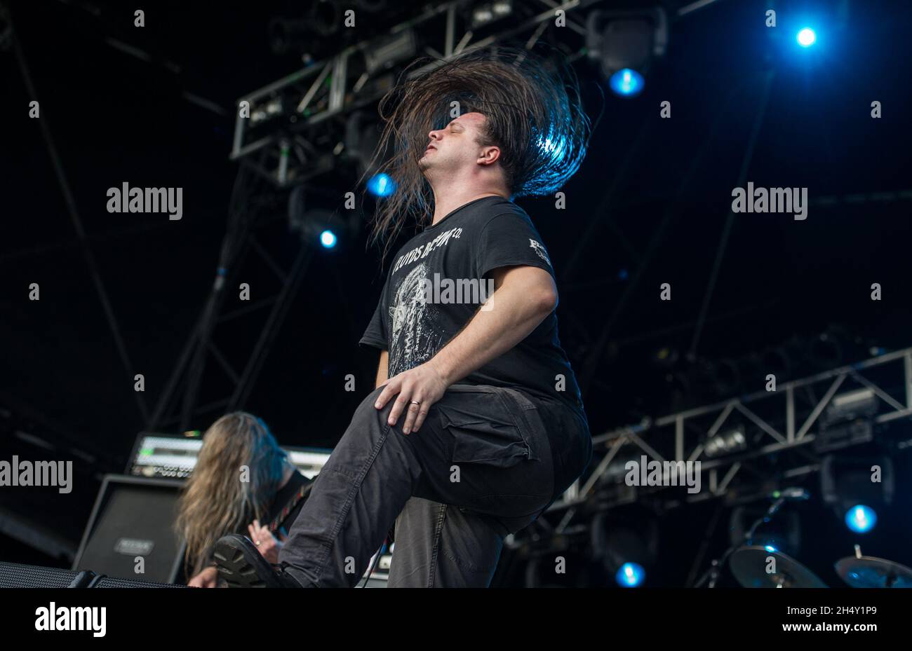 George Fisher von Cannibal Corpse spielt live auf der Bühne während des Bloodstock Festivals am 09. August 2015 in der Catton Hall, Derbyshire, Großbritannien Stockfoto