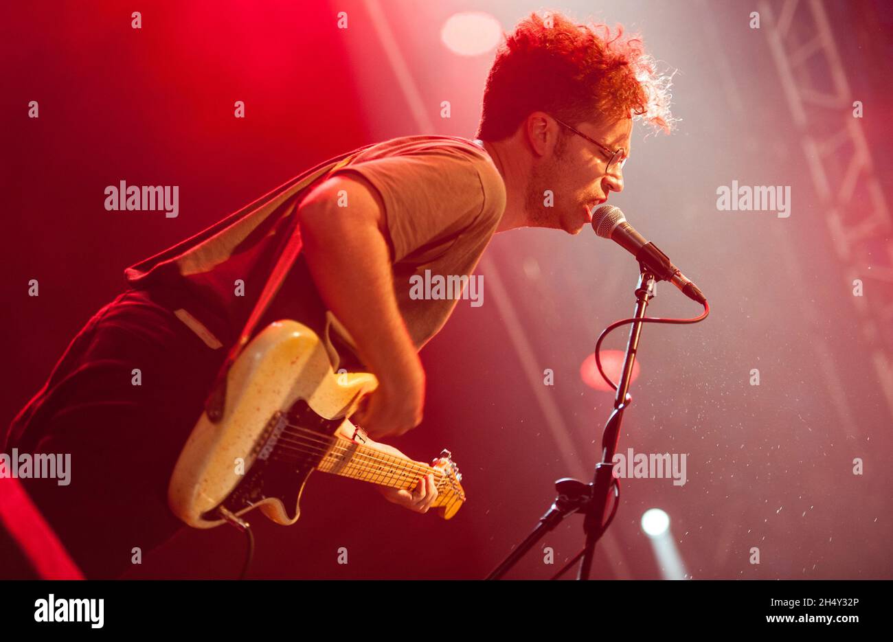 Parquet Courts live auf der Bühne am 2. Tag des Leeds Festivals am 29 2015. August im Bramham Park, Yorkshire, Großbritannien Stockfoto