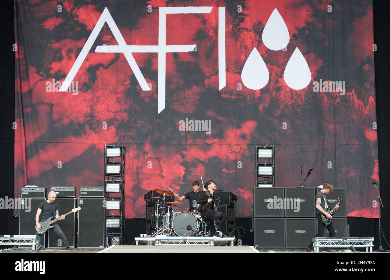 Davey Havok von AFI spielt live auf der Bühne am 2. Tag des Download Festivals im Donington Park, Großbritannien. Bilddatum: Samstag, 10. Juni 2017. Foto: Katja Ogrin/ EMPICS Entertainment. Stockfoto