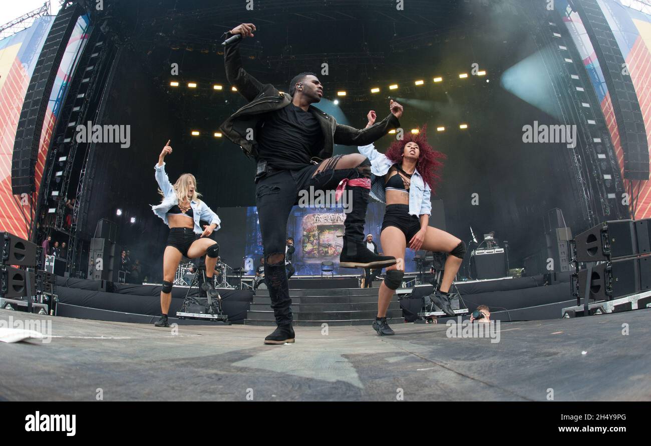 Jason Derulo spielt live auf der Bühne während des V Festivals 2017 im Weston Park, Staffordshire, Großbritannien. Bilddatum: Samstag, 18. Juni 2017. Foto: Katja Ogrin/ EMPICS Entertainment. Stockfoto