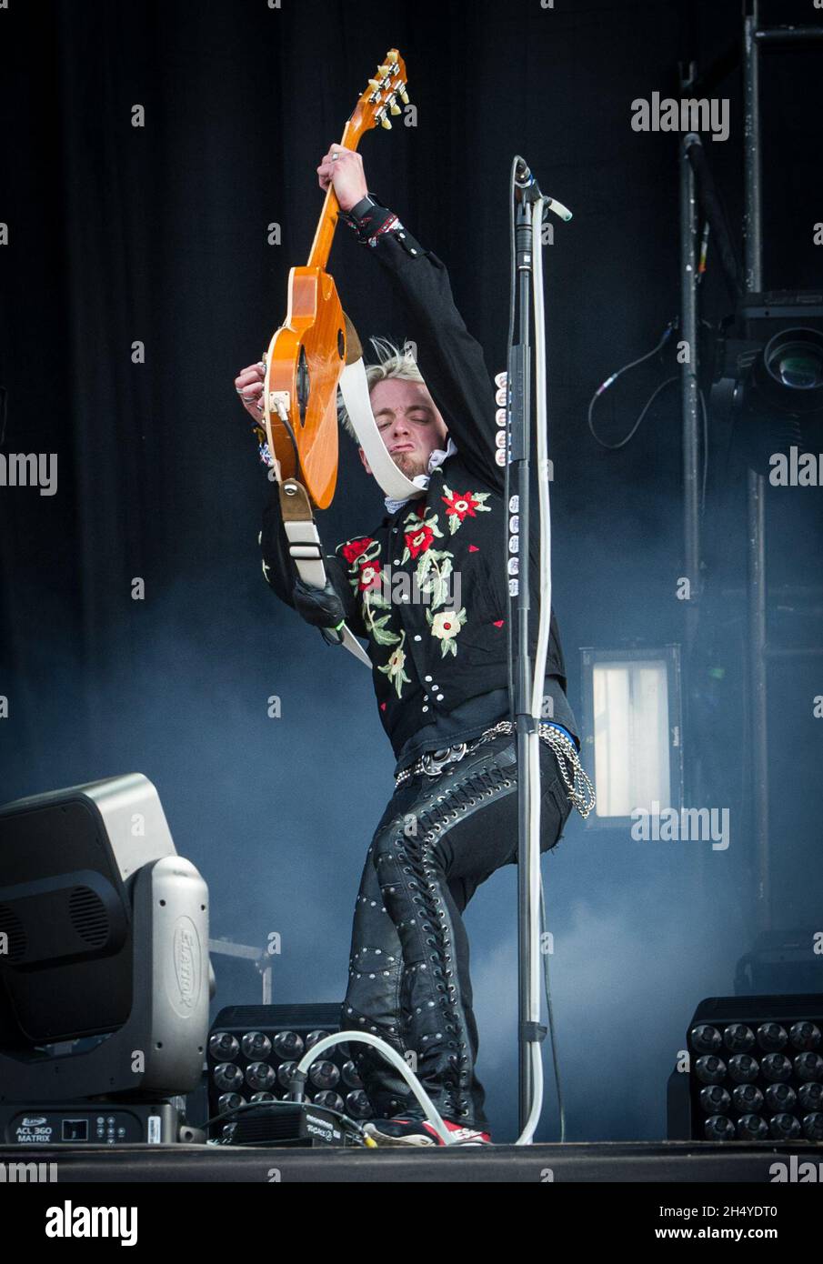 Ben Wells von Black Stone Cherry tritt am 2. Tag des Download Festivals im Donington Park am 09. Juni 2018 in Castle Donington, England, live auf der Bühne auf. Bilddatum: Samstag, 09. Juni 2018. Foto: Katja Ogrin/ EMPICS Entertainment. Stockfoto