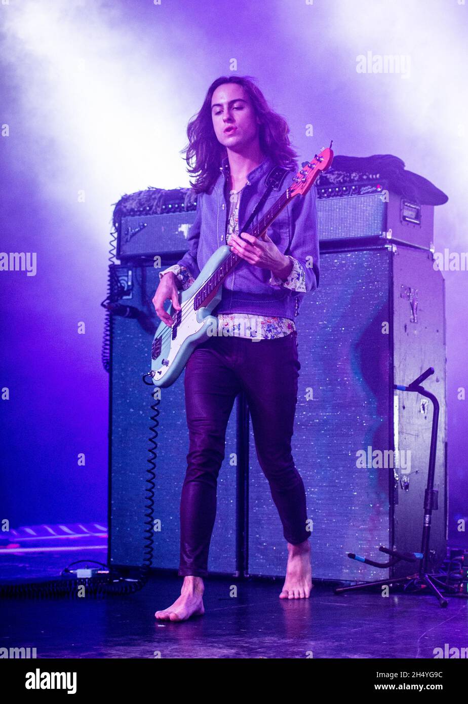 Sam Kiszka von Greta Van Fleet tritt am 14. November 2018 in der O2 Academy in Birmingham, England, auf. Bilddatum: Mittwoch, 14. November 2018. Foto: Katja Ogrin/ EMPICS Entertainment. Stockfoto