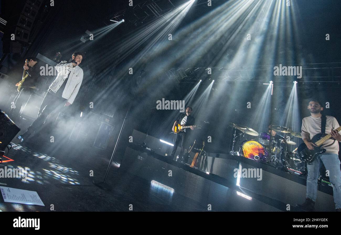 Chris Miller, Josh Franceschi, Dan Flint, Matt Barnes von You Me At Six treten am 22. November 2018 in der O2 Academy in Birmingham, England, auf. Bilddatum: Donnerstag, 22. November 2018. Foto: Katja Ogrin/ EMPICS Entertainment. Stockfoto