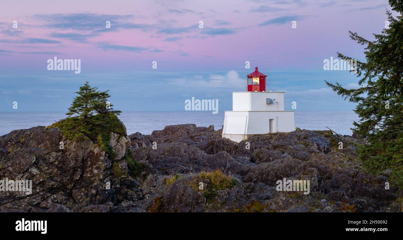 Amphitrite Lighthouse in rosa Sonnenaufgang Stockfoto