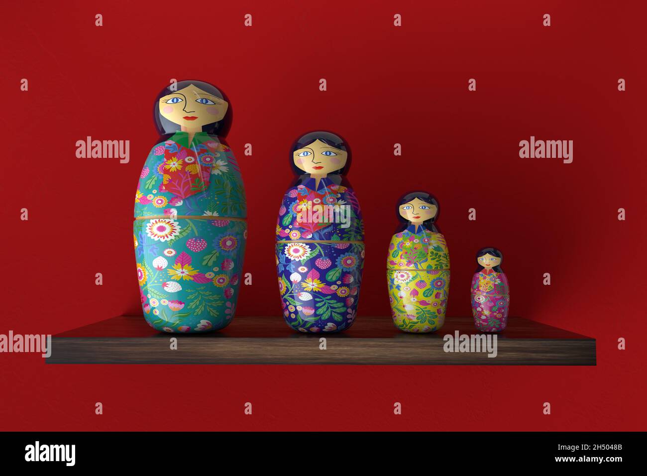 Indische Nested Puppen Familie - isoliert Stockfoto