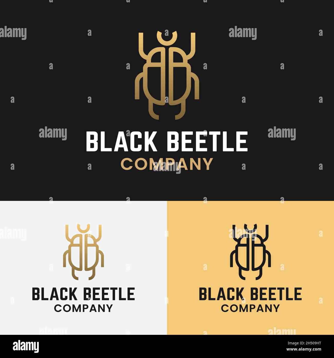 Letter Initial BB für Black Beetle Logo Design Template. Der Buchstabe BB formt Beetle in Simple Line Linear Outline Style. Stock Vektor