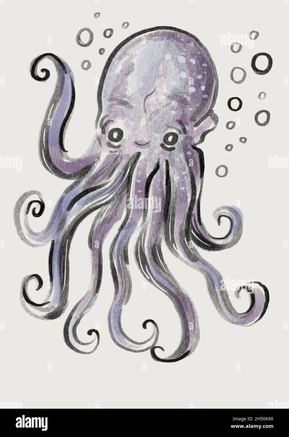 octopus Sea Life Illustration Stockfoto