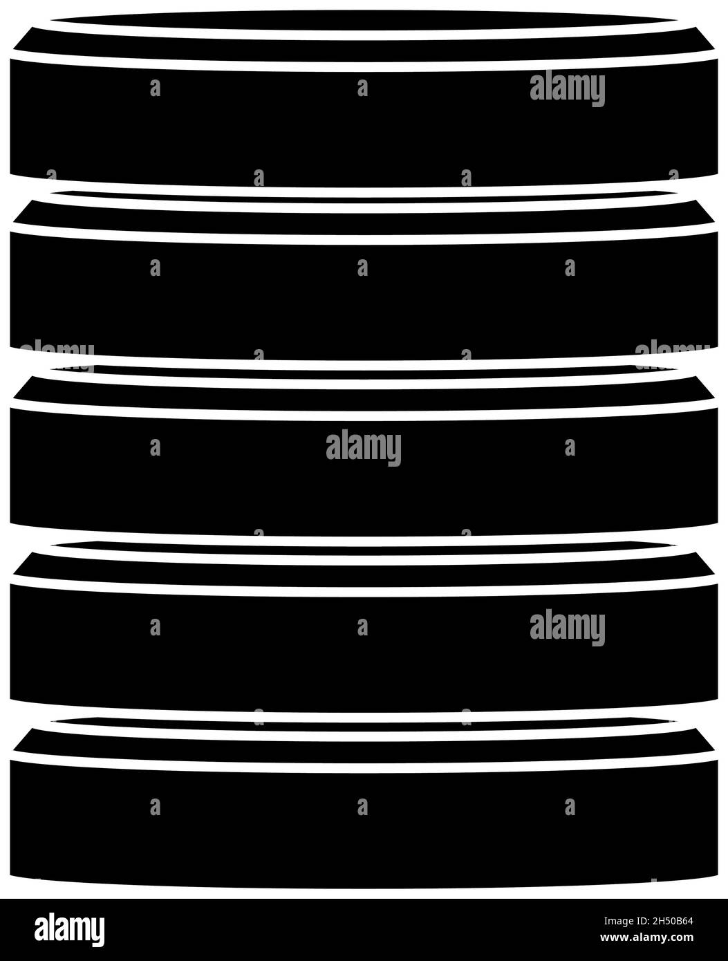 Symbol für gestapelte Zylinder für Festplatte, Festplatte, Mainframe-Computer. Server, Webhosting, Webhostkonzepte - Stock-Vektor-Illustration, Clip-Art-Grafiken Stock Vektor