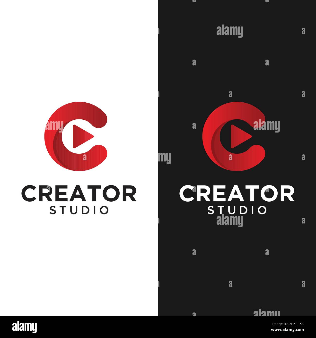 Buchstabe Initial C mit Play-Taste für Creator Logo Design-Vorlage. Geeignet für Video Film Movie Motion Cinema Studio Production Creator Company etc. Stock Vektor